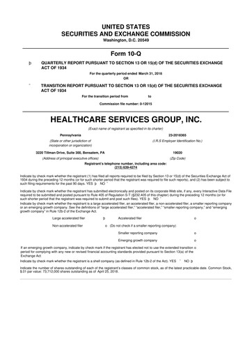 Thumbnail Healthcare Services Group 10-Q Quarterly Report FY2018 