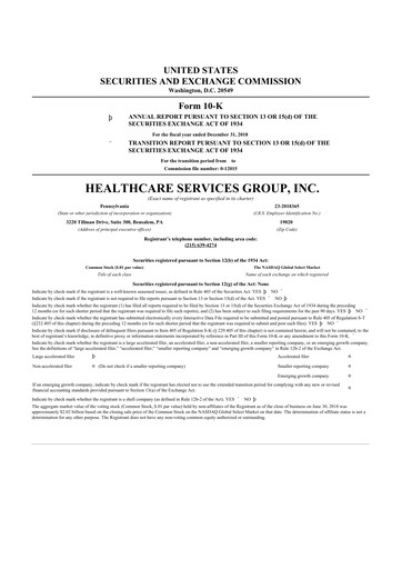 Thumbnail Healthcare Services Group 10-K Annual Report 2018