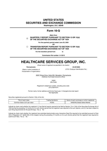Thumbnail Healthcare Services Group 10-Q Quarterly Report FY2020 