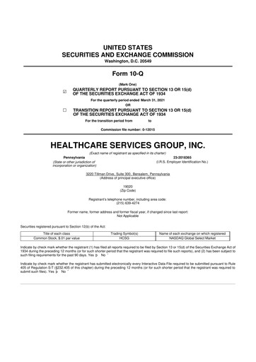 Thumbnail Healthcare Services Group 10-Q Quarterly Report FY2021 