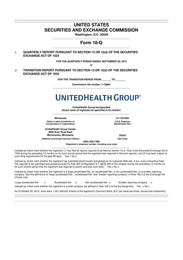 Thumbnail UnitedHealth 10-Q Quarterly Report FY2012 