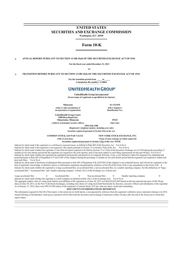 Thumbnail UnitedHealth 10-K Annual Report 2013