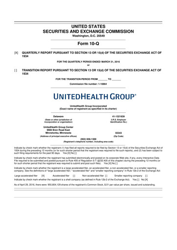Thumbnail UnitedHealth 10-Q Quarterly Report FY2016 