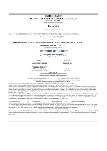 Thumbnail UnitedHealth 10-K Annual Report 2016