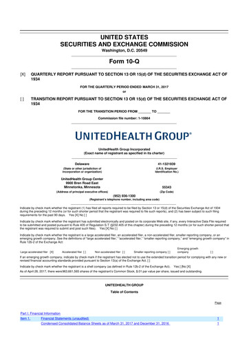 Thumbnail UnitedHealth 10-Q Quarterly Report FY2017 