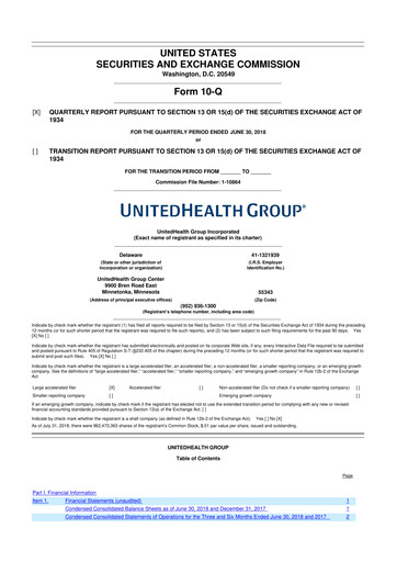 Thumbnail UnitedHealth 10-Q Quarterly Report FY2018 