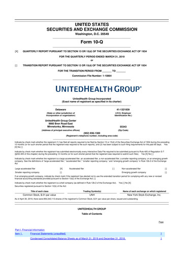 Thumbnail UnitedHealth 10-Q Quarterly Report FY2019 