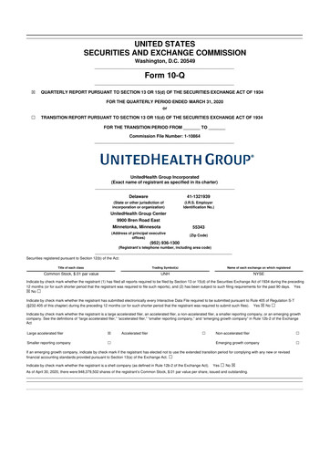 Thumbnail UnitedHealth 10-Q Quarterly Report FY2020 