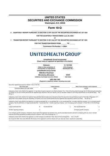 Thumbnail UnitedHealth 10-Q Quarterly Report FY2020 