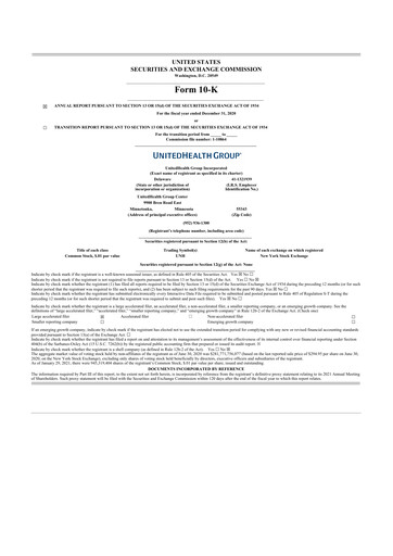 Thumbnail UnitedHealth 10-K Annual Report 2020