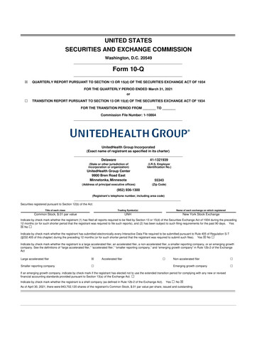 Thumbnail UnitedHealth 10-Q Quarterly Report FY2021 