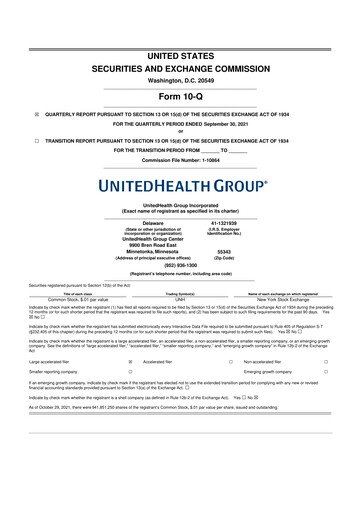 Thumbnail UnitedHealth 10-Q Quarterly Report FY2021 