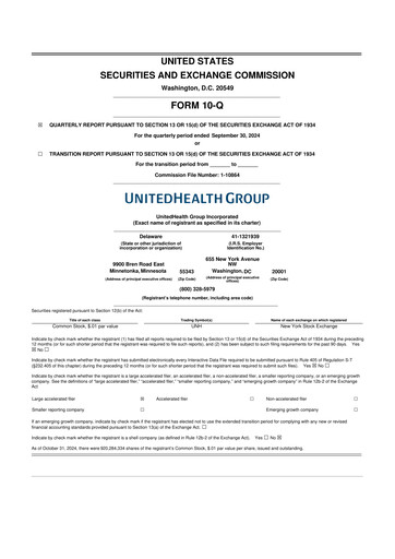 Thumbnail UnitedHealth 10-Q Quarterly Report FY2024 