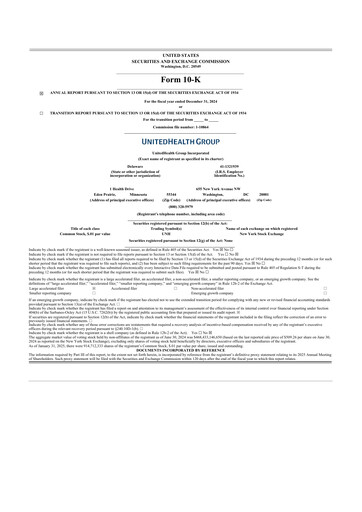 Thumbnail UnitedHealth 10-K Annual Report 2024