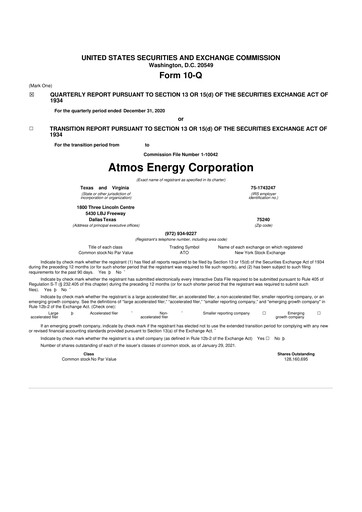 Vorschaubild Atmos Energy 10-Q Quartalsbericht 2021 
