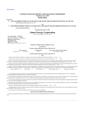 Thumbnail Atmos Energy 10-K Annual Report 2025