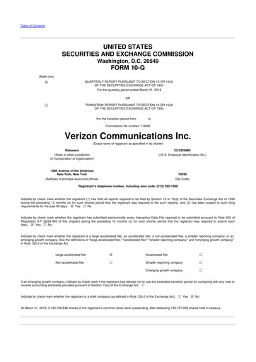 Thumbnail Verizon 10-Q Quarterly Report FY2019 
