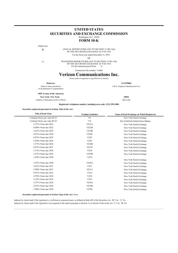 Thumbnail Verizon 10-K Annual Report 2019