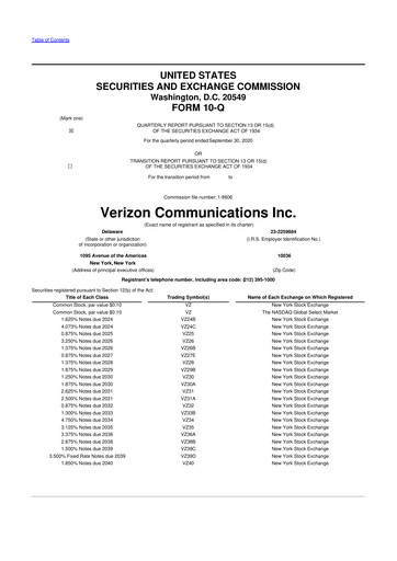 Thumbnail Verizon 10-Q Quarterly Report FY2020 