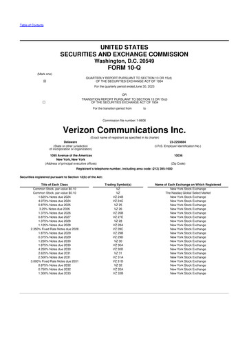 Thumbnail Verizon 10-Q Quarterly Report FY2023 