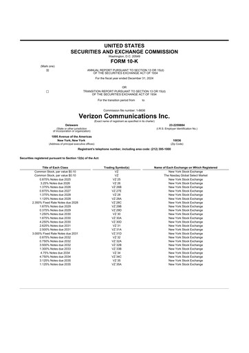Thumbnail Verizon 10-K Annual Report 2024