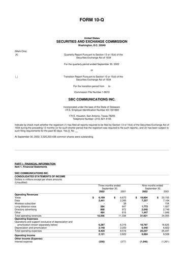 Miniature AT&T 10-Q Rapport trimestriel  