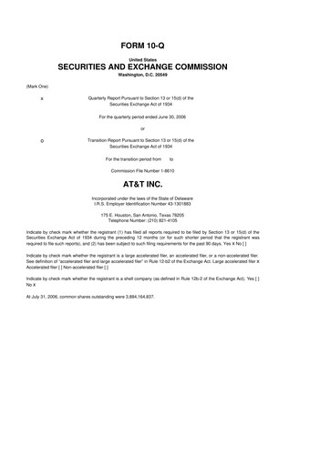 Miniature AT&T 10-Q Rapport trimestriel  