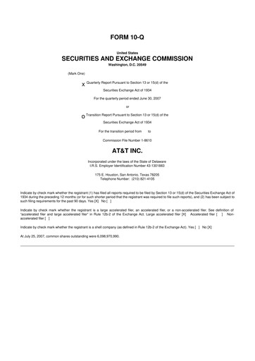 Miniature AT&T 10-Q Rapport trimestriel  