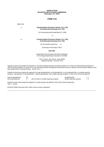 Miniature AT&T 10-Q Rapport trimestriel  