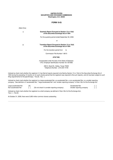 Thumbnail AT&T 10-Q Quarterly Report FY 