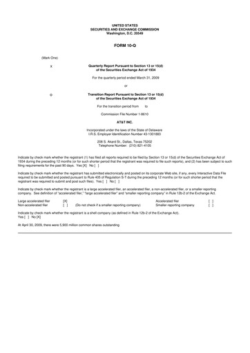 Thumbnail AT&T 10-Q Quarterly Report FY 