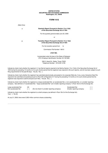 Miniature AT&T 10-Q Rapport trimestriel  