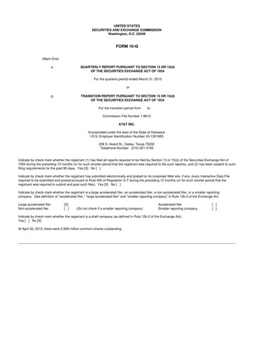 Thumbnail AT&T 10-Q Quarterly Report FY 