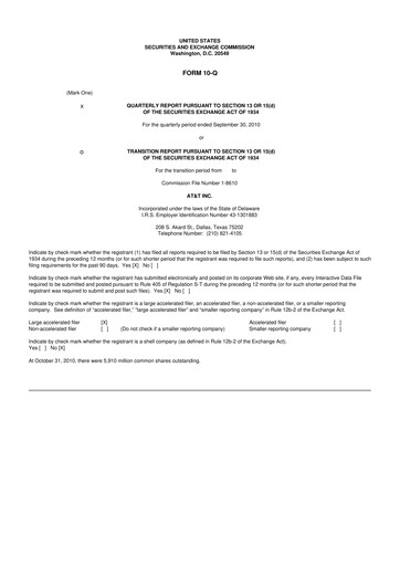 Thumbnail AT&T 10-Q Quarterly Report FY 