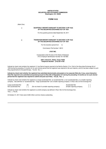 Thumbnail AT&T 10-Q Quarterly Report FY 