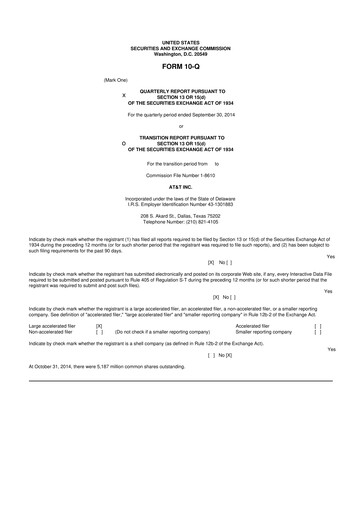 Miniature AT&T 10-Q Rapport trimestriel 2014 