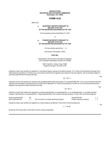 Miniature AT&T 10-Q Rapport trimestriel 2015 