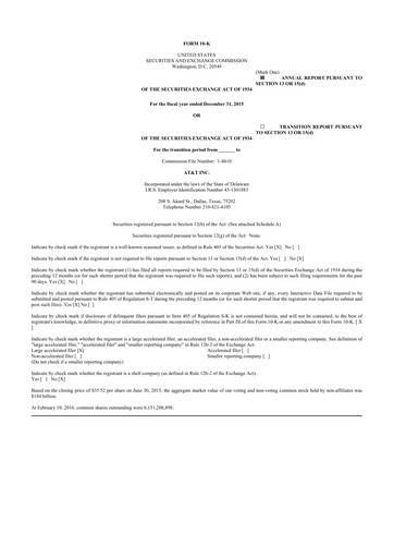 Thumbnail AT&T 10-K Annual Report 2015