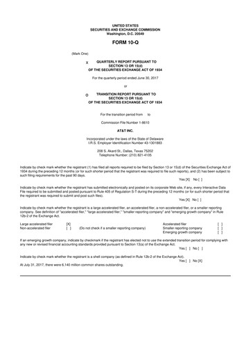 Miniature AT&T 10-Q Rapport trimestriel 2017 