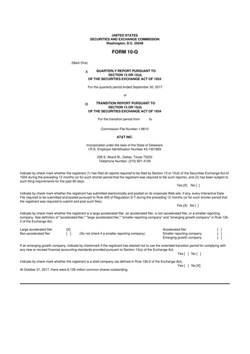 Miniature AT&T 10-Q Rapport trimestriel 2017 