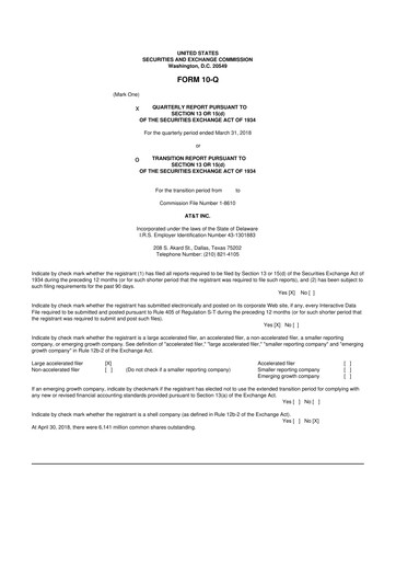 Miniature AT&T 10-Q Rapport trimestriel 2018 