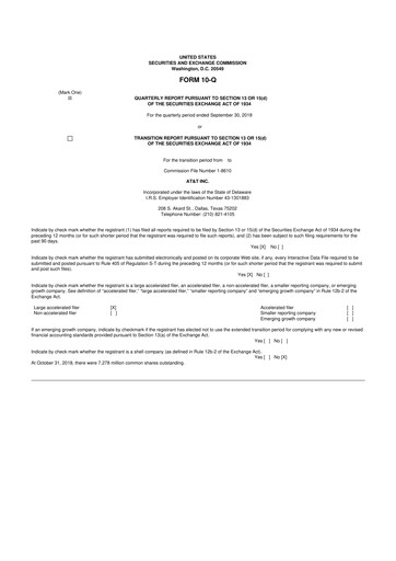 Miniature AT&T 10-Q Rapport trimestriel 2018 