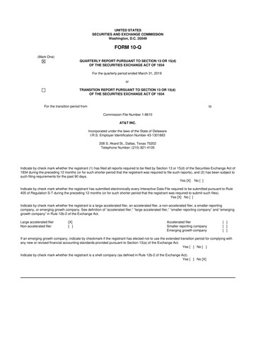 Miniature AT&T 10-Q Rapport trimestriel 2019 