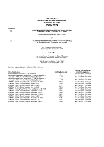 Miniature AT&T 10-Q Rapport trimestriel 2021 