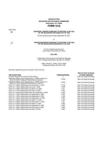 Miniature AT&T 10-Q Rapport trimestriel 2021 