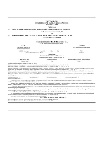 Miniature Transcontinental Realty Investors 10-K Rapport annuel 2024