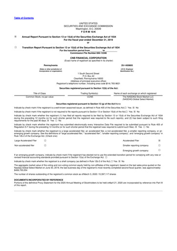 Thumbnail CNB Financial Corp 10-K Annual Report 2019