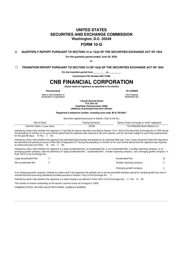 Thumbnail CNB Financial Corp 10-Q Quarterly Report FY2020 
