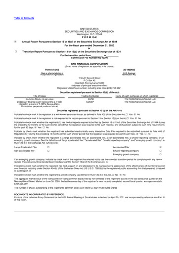 Thumbnail CNB Financial Corp 10-K Annual Report 2020