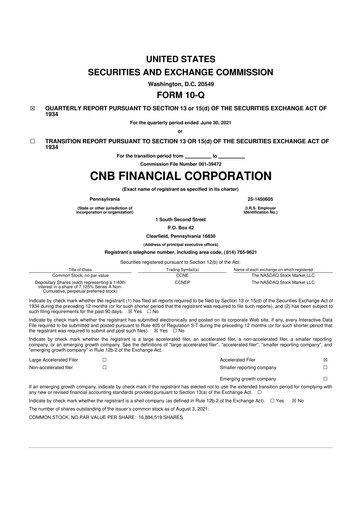 Thumbnail CNB Financial Corp 10-Q Quarterly Report FY2021 